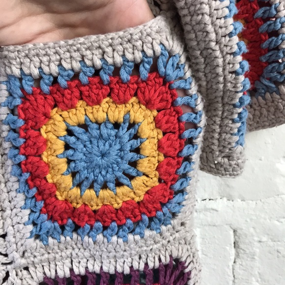 Johnny Was Granny Square Crochet Sweater/Cardigan - Picture 6 of 7